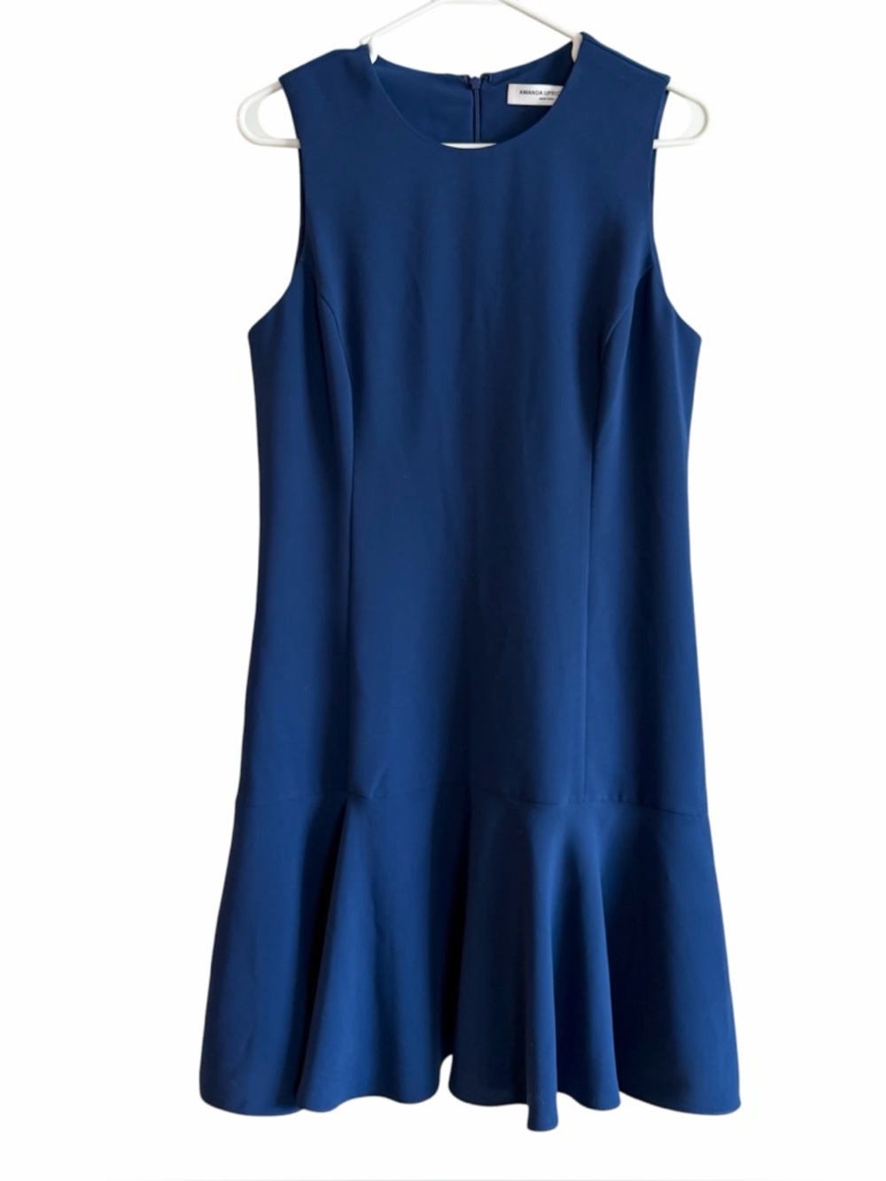 Amanda Uprichard Revolve Navy Blue Flounce Hem Knee Length Cocktail Dress Large